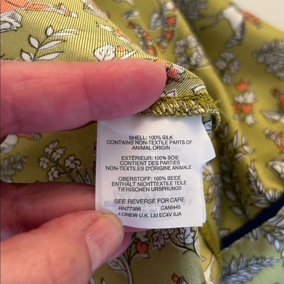J. Crew with Drake's Horseback Rider Green 100% Silk Button Up Pajama Top Size 8 - Picture 7 of 7